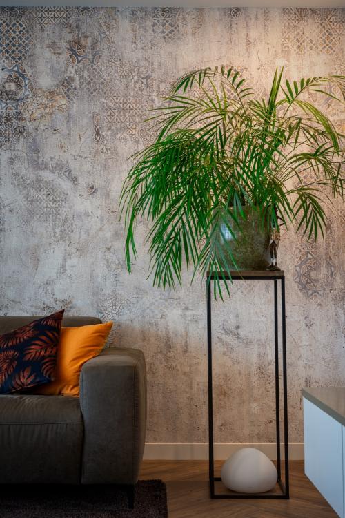 woonkamer met luxe behang