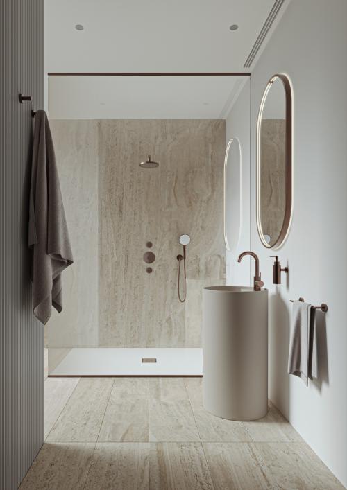 luxe badkamer met wastafel met design kraan