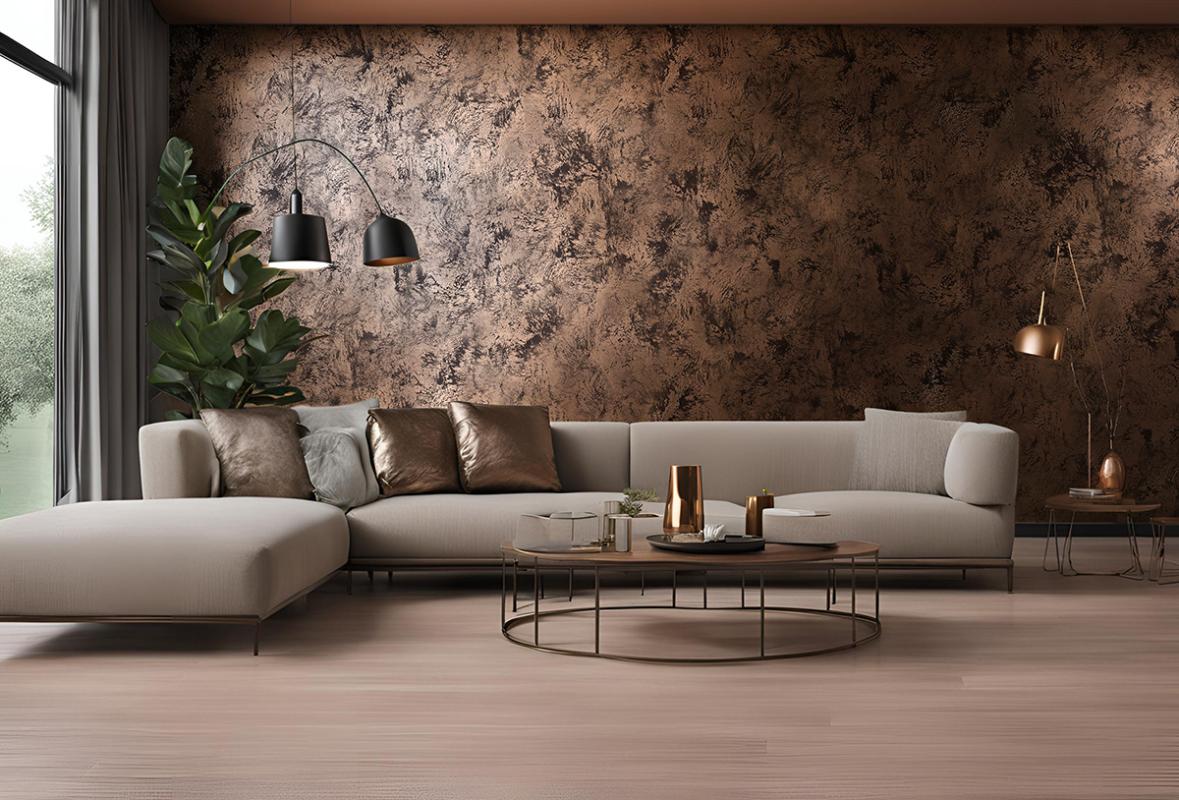 woonkamer met luxe wandafwerking