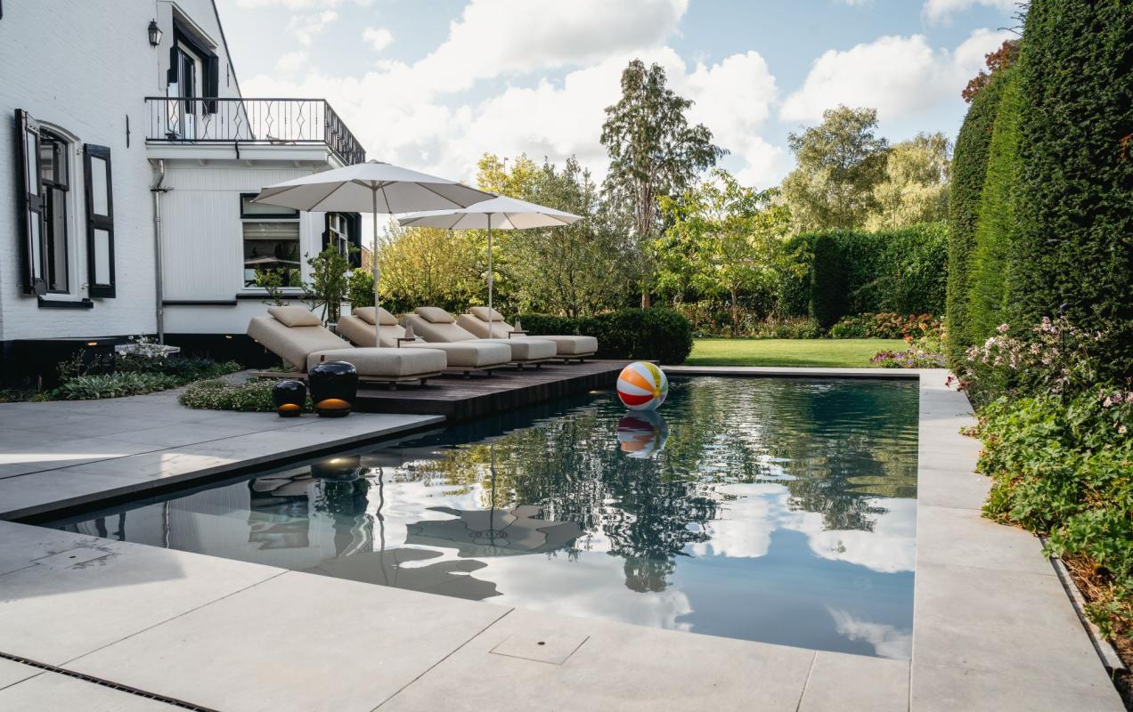 moderne tuin met zwembad