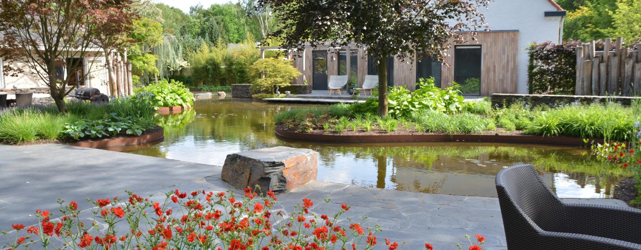 tuin met vijver