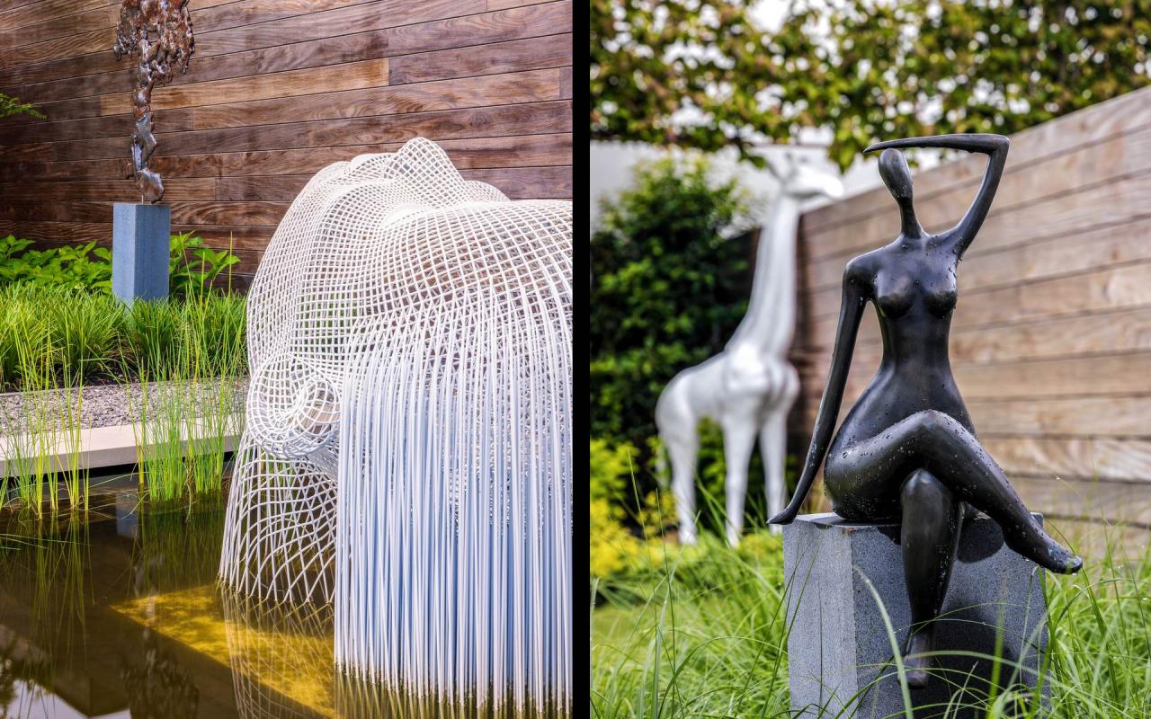 kunstvoorwerpen in tuin