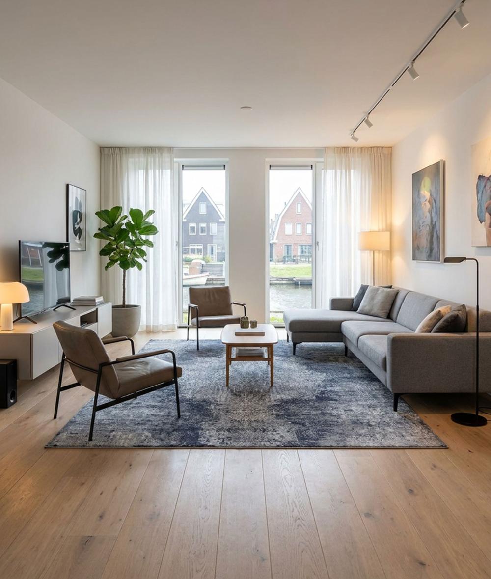 Luxe woonkamer met exclusief vloerkleed