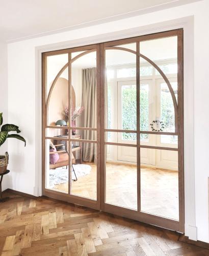 JOYS Frans eiken getoogde dubbele taatsdeuren met helder glas