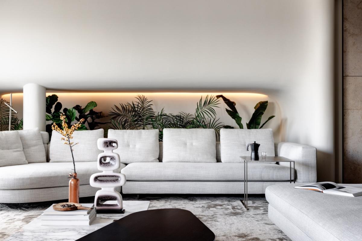 woonkamer met luxe verlichting