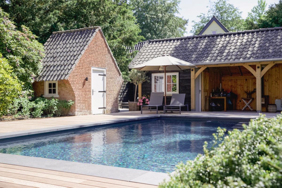 tuin met modern zwembad