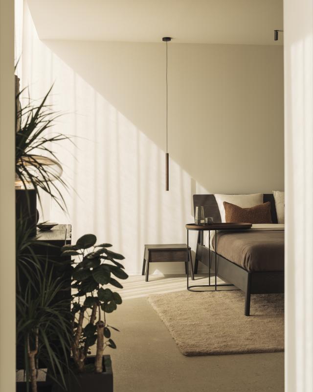 slaapkamer met luxe wandafwerking