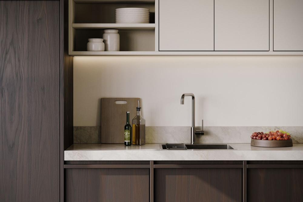 Exclusieve RVS kraan en spoelbak in keuken