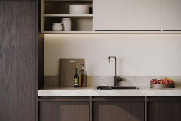 Exclusieve RVS kraan en spoelbak in keuken