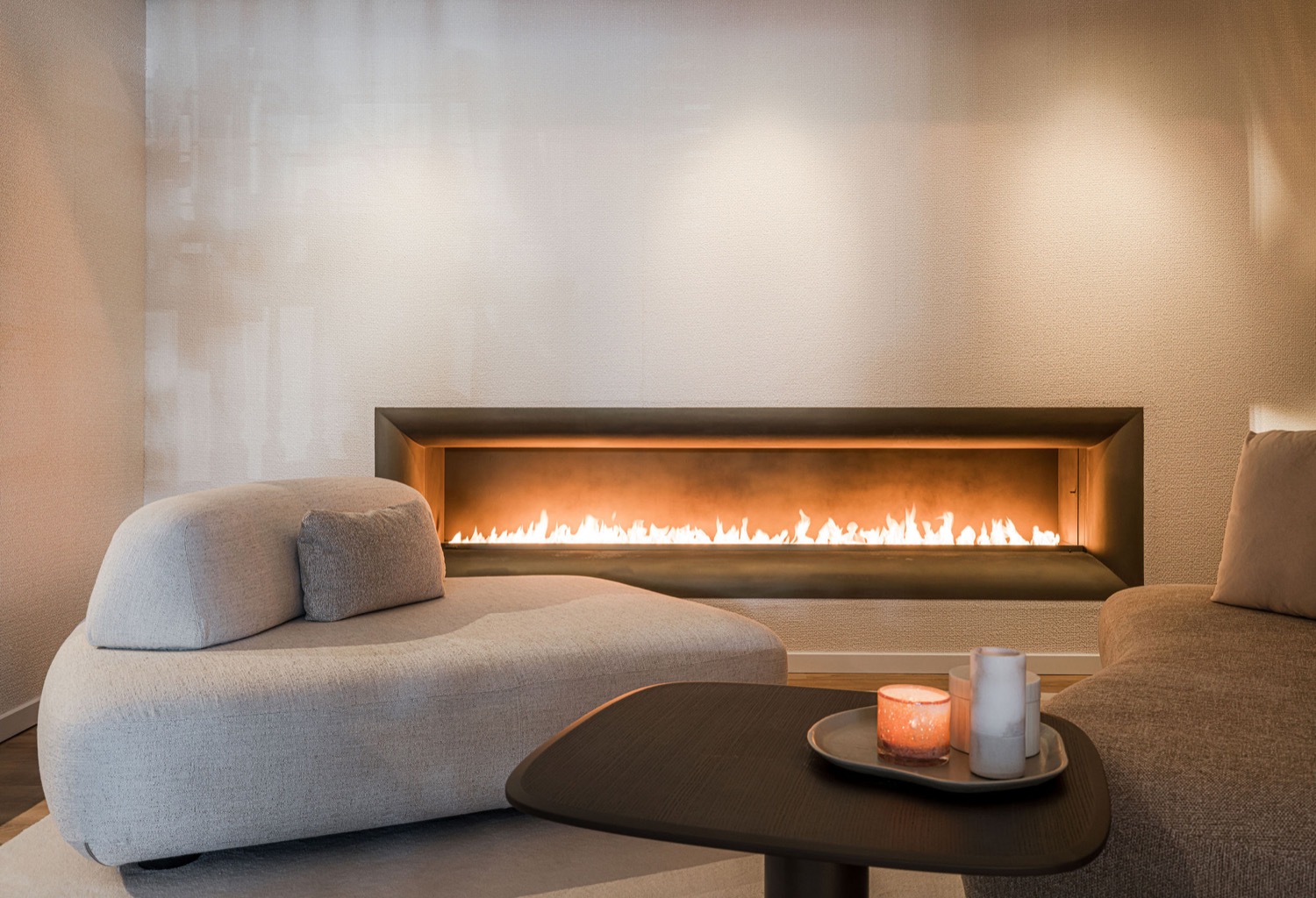 designhaard met bank