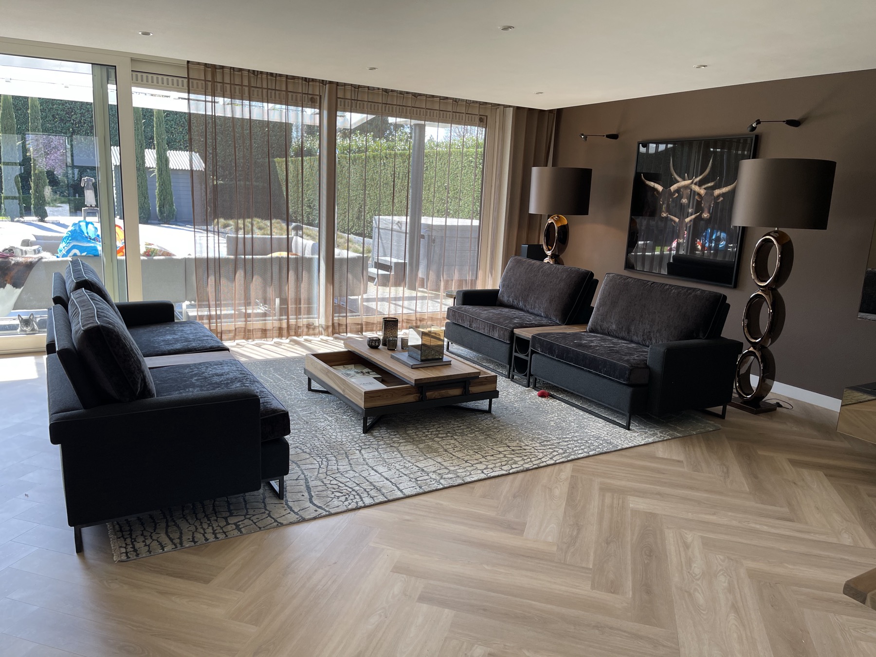 design vloerkleed in woonkamer