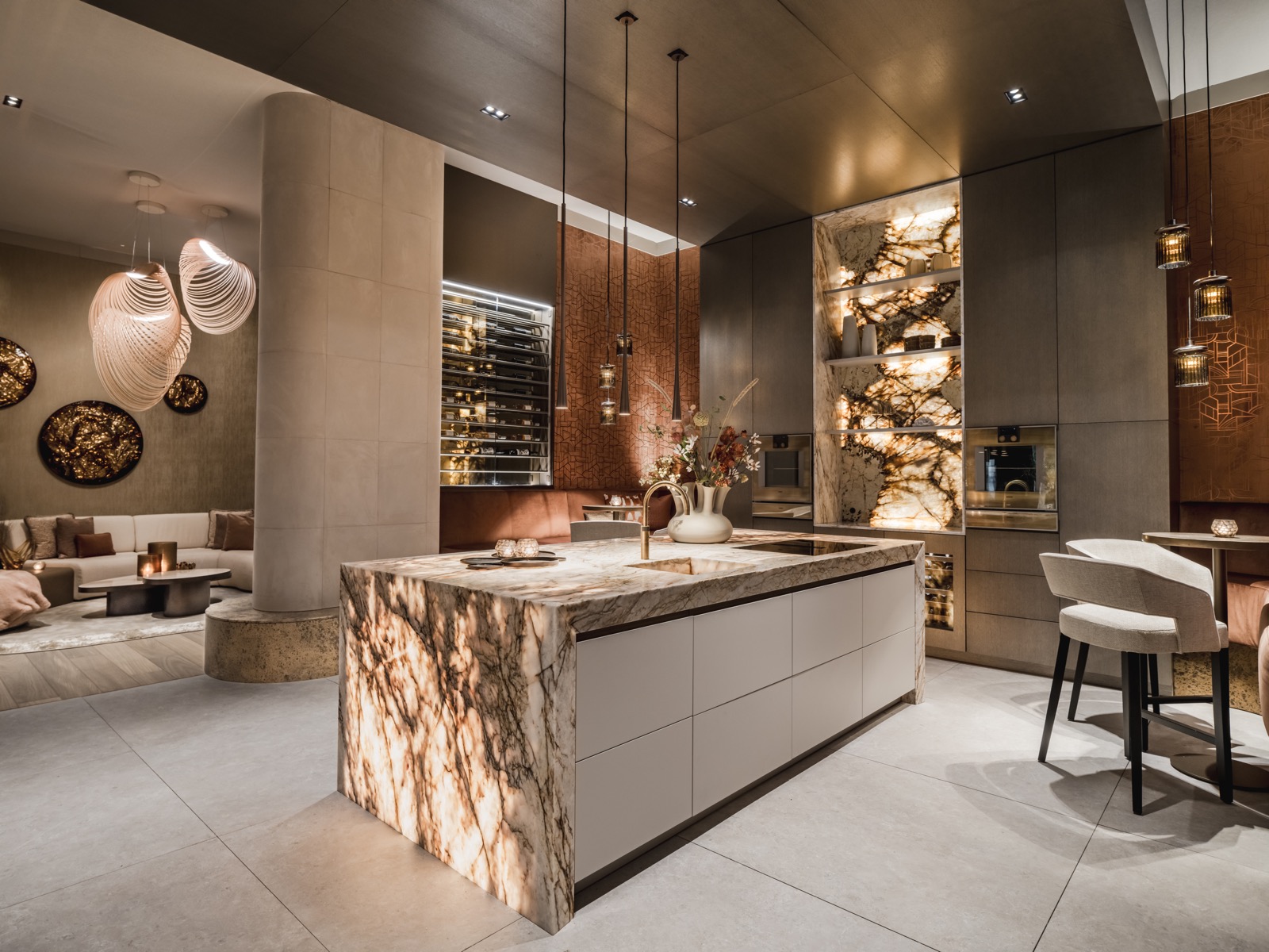 keuken met luxe verlichting