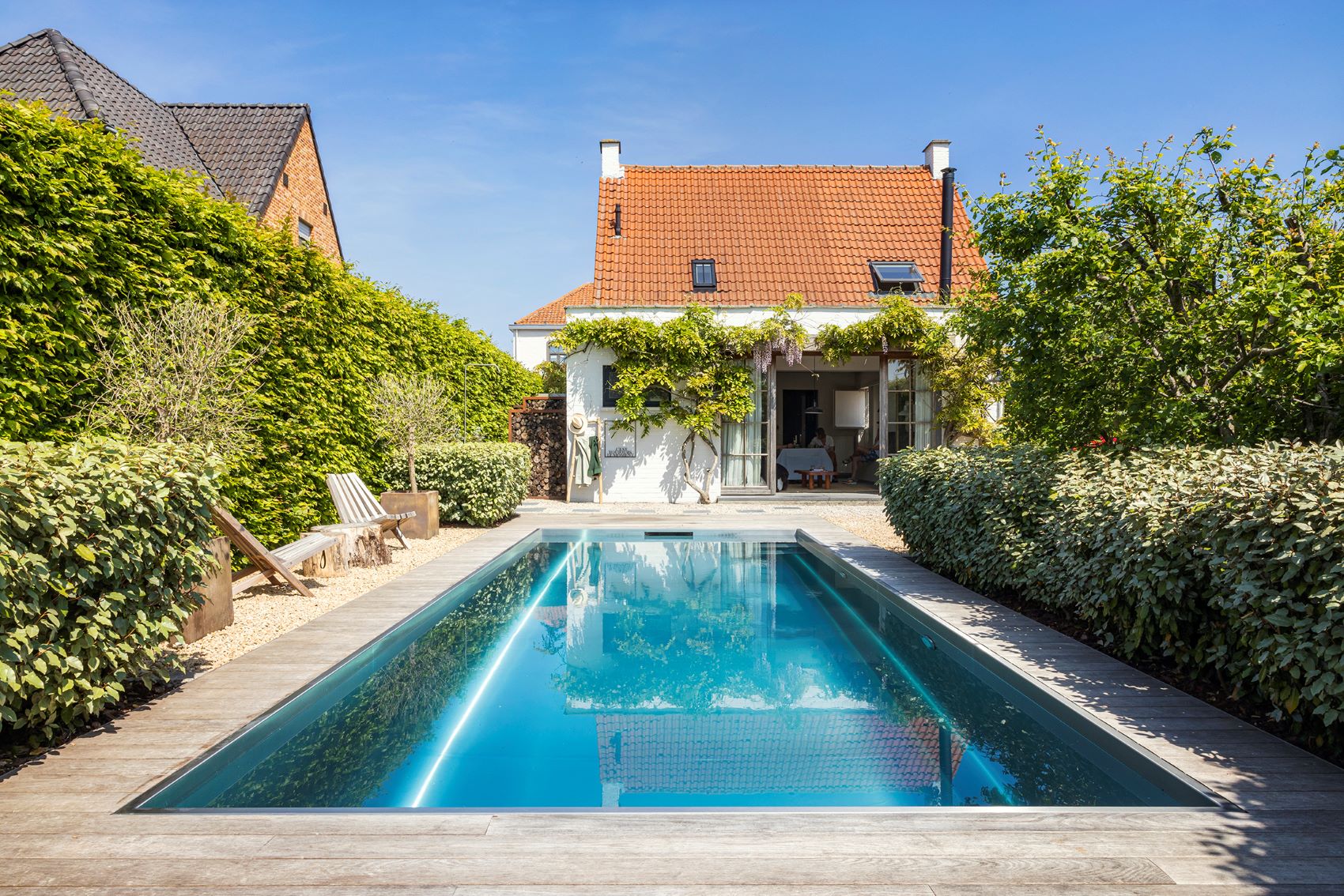 inox zwembad met villa