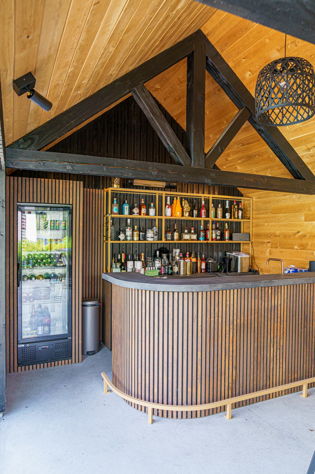 bar in luxe poolhouse