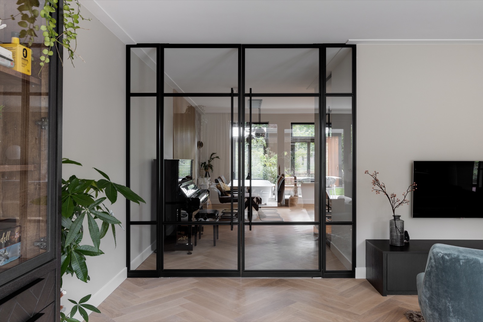 dubbele stalen binnendeuren met glas