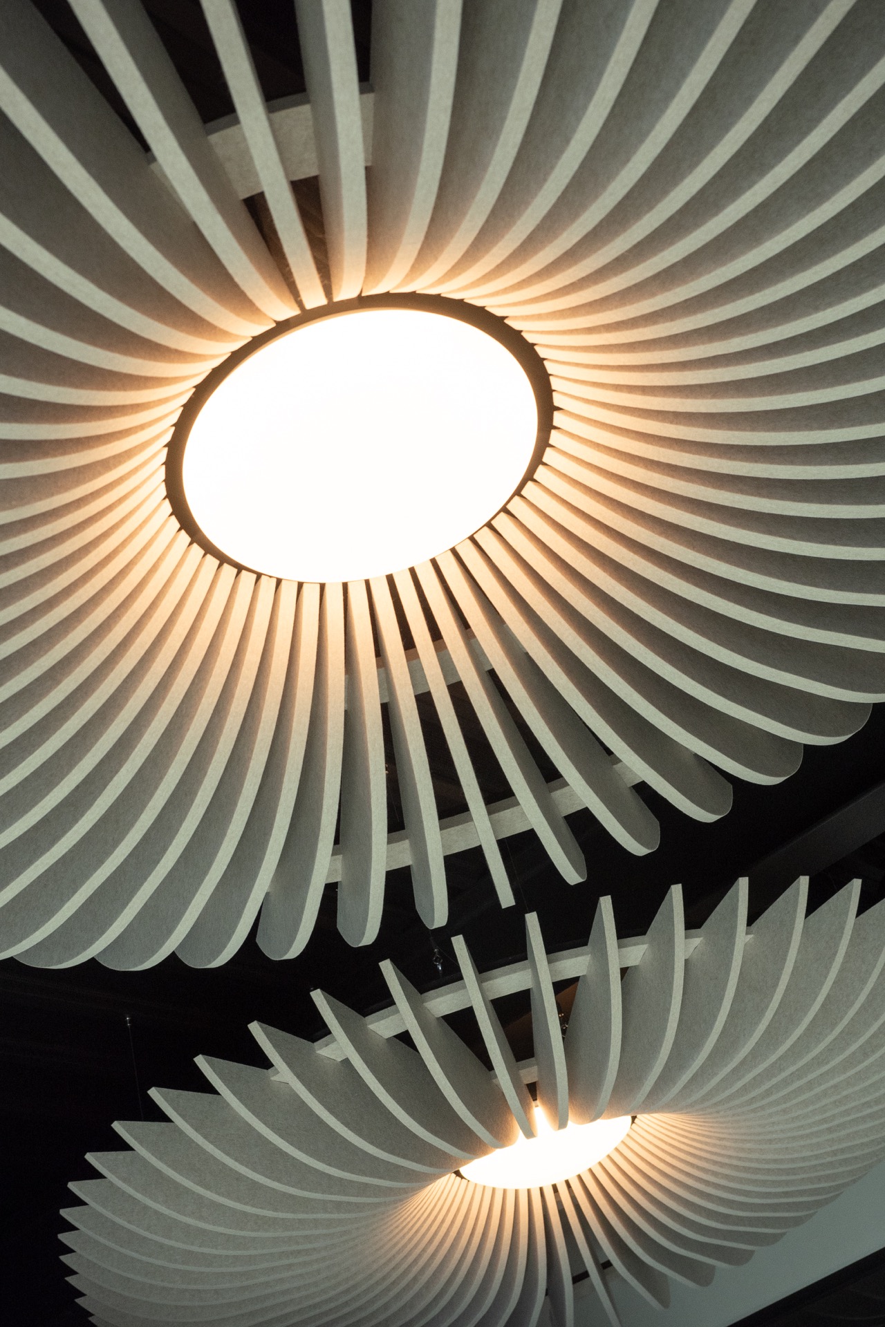 plafond met luxe lampen met geluidsdemping