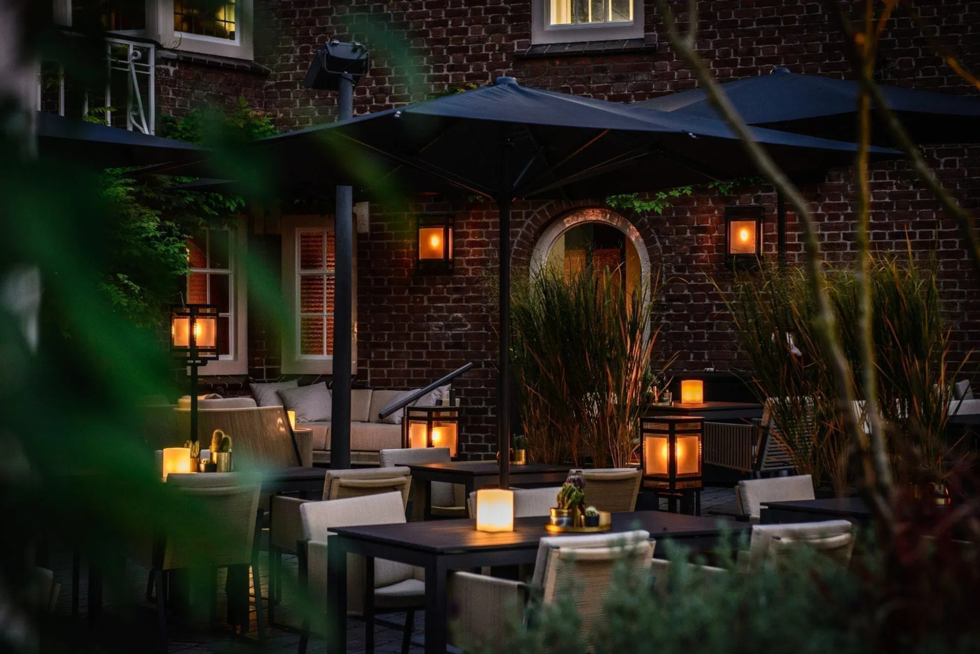 terras met verlichting