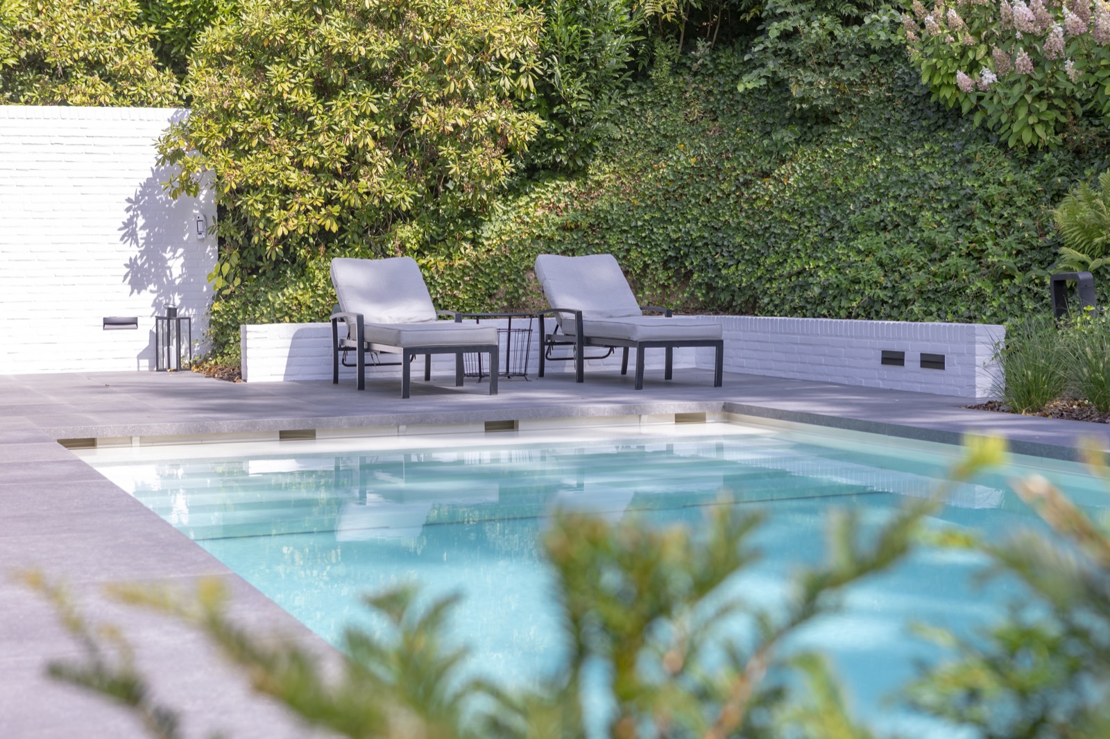 tuin met luxe zwembad