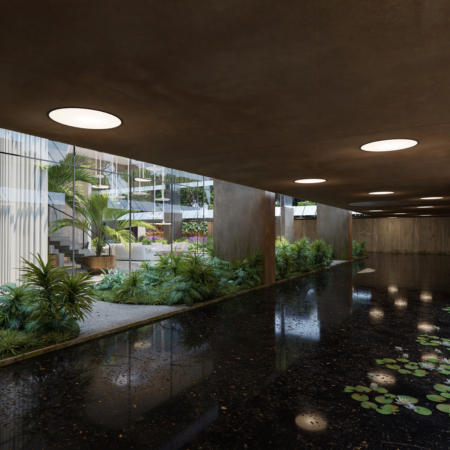 waterpartij bij villa