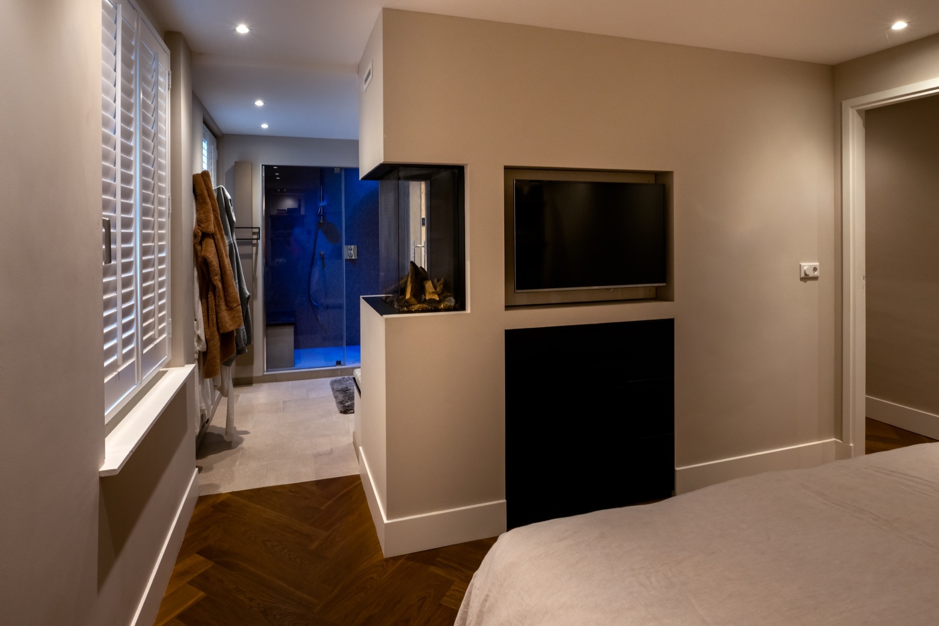 openhaard in slaapkamer