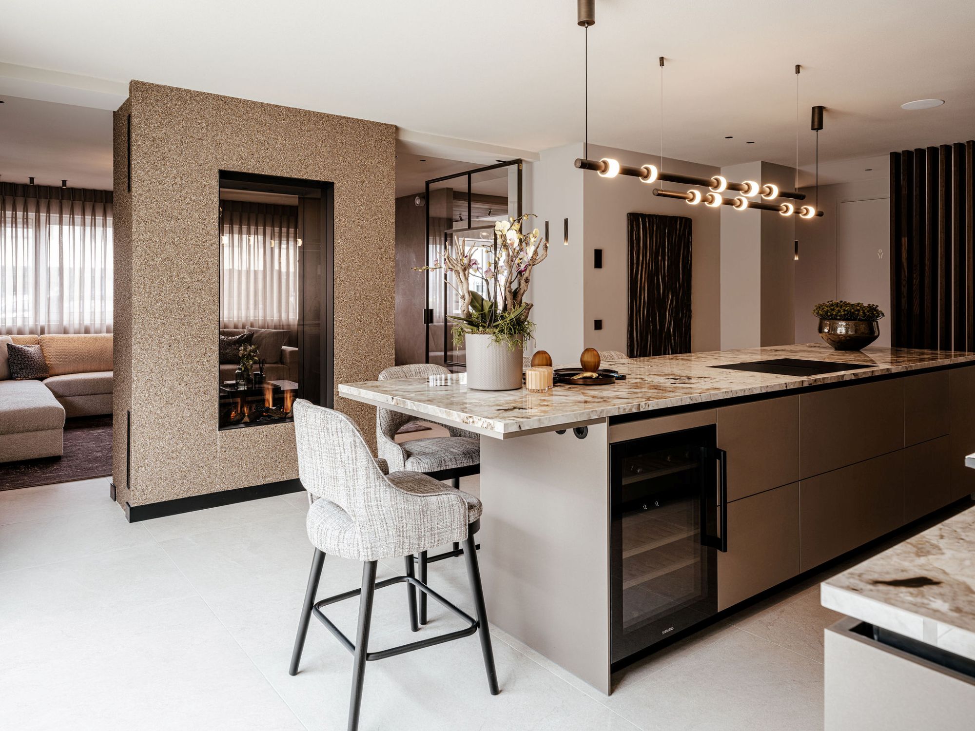luxe keuken met haard