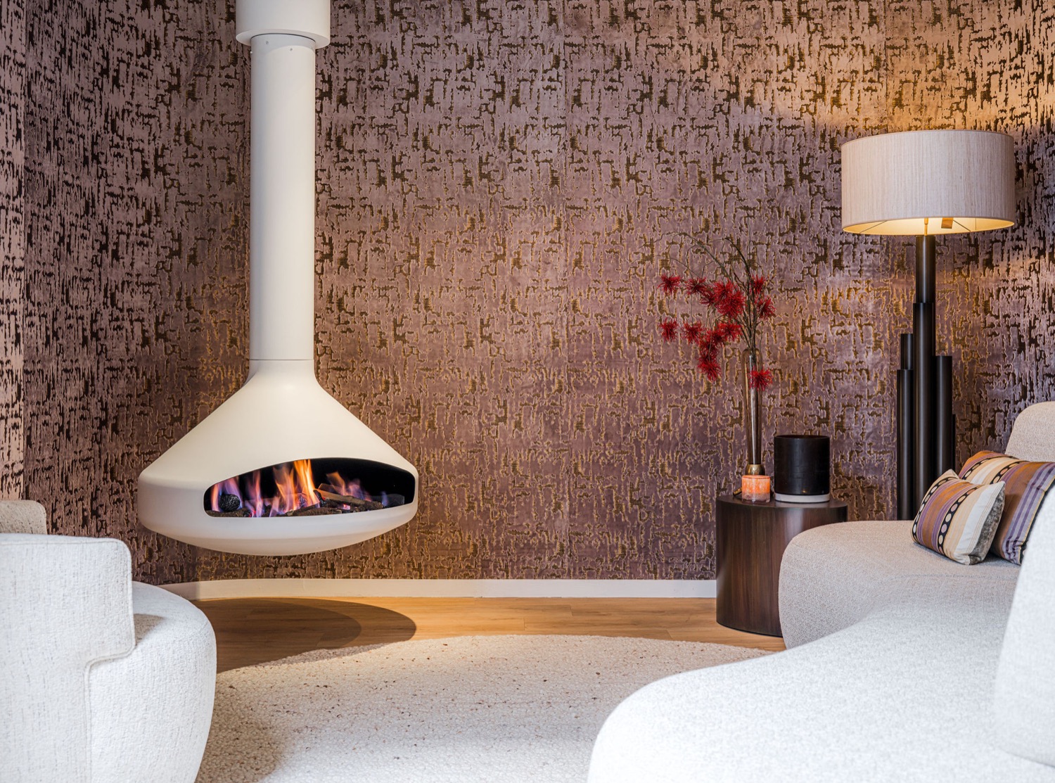 luxe witte haard van focus