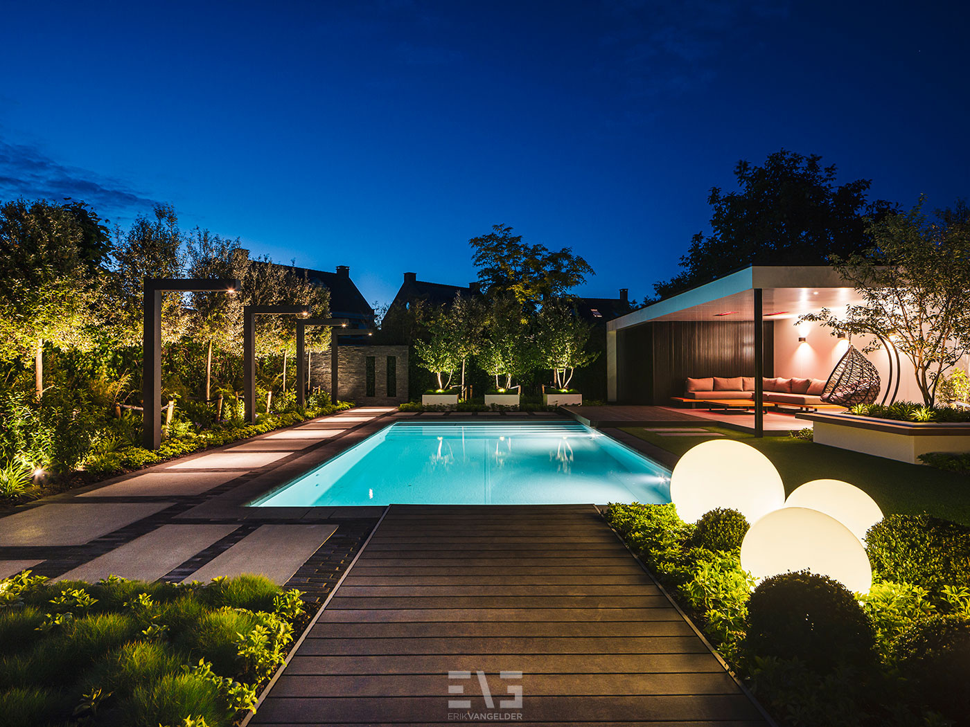 moderne villa tuin
