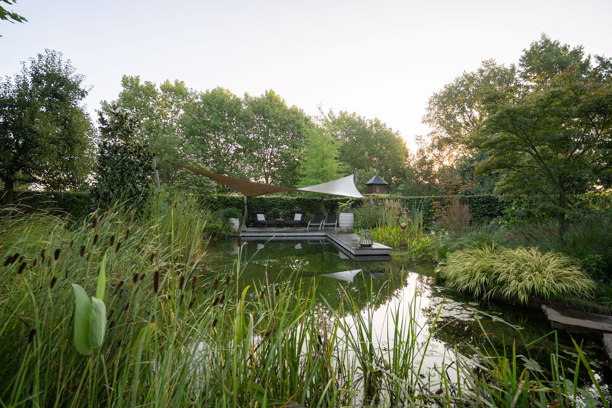 Luxe tuin met vijver
