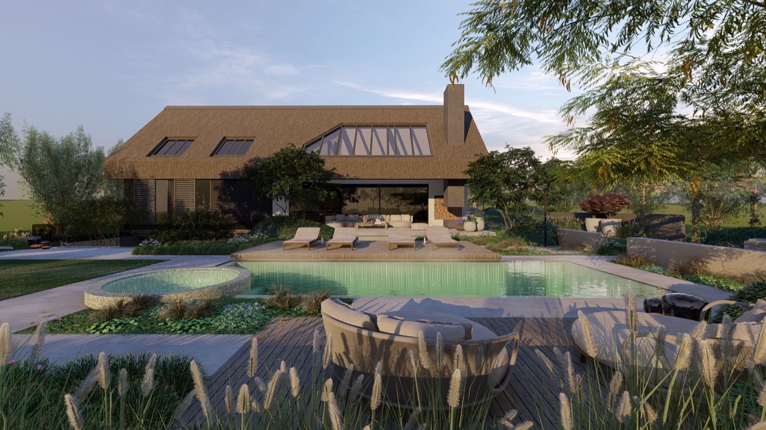 luxe tuin bij villa