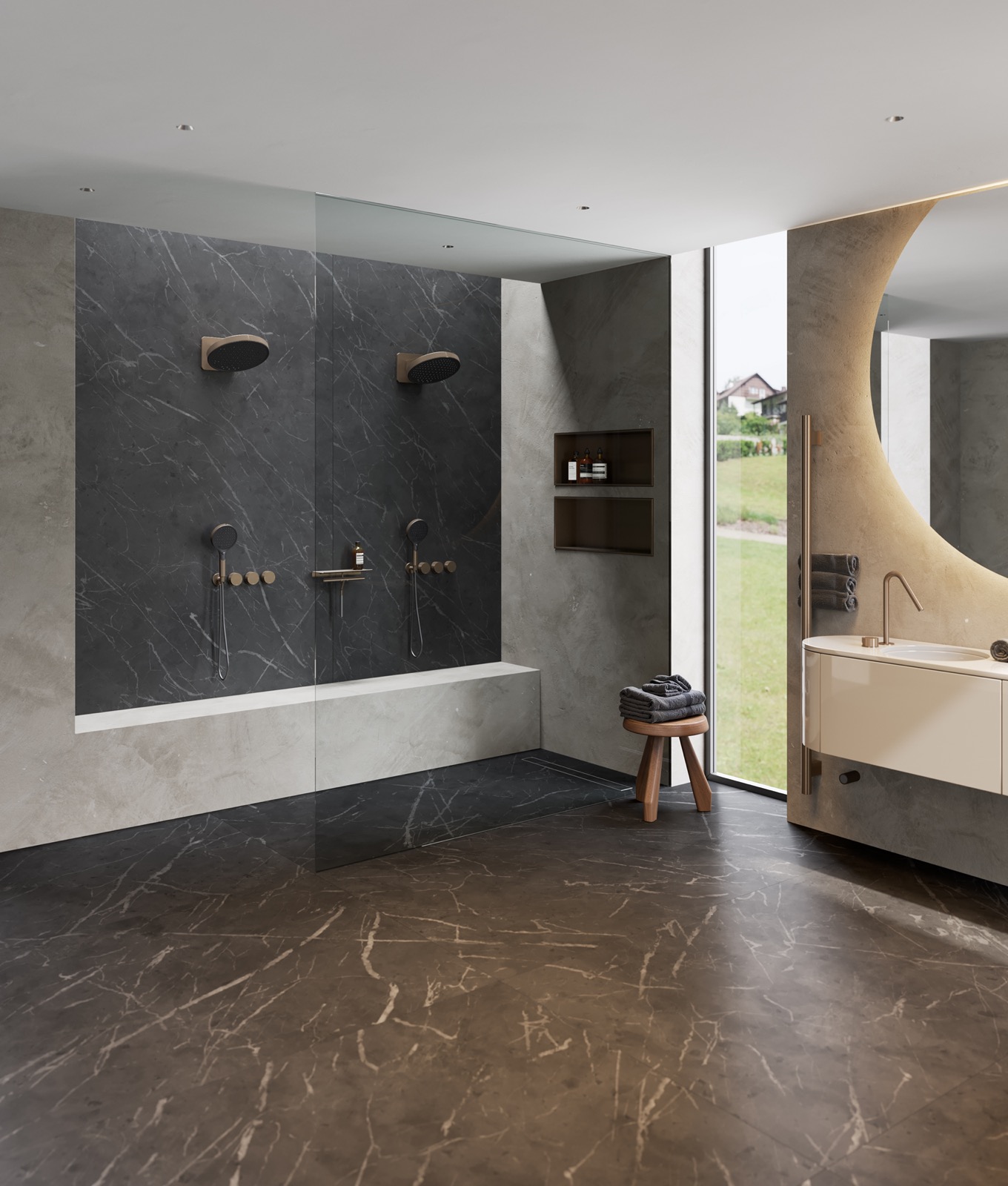 dubbele douche met luxe kranen