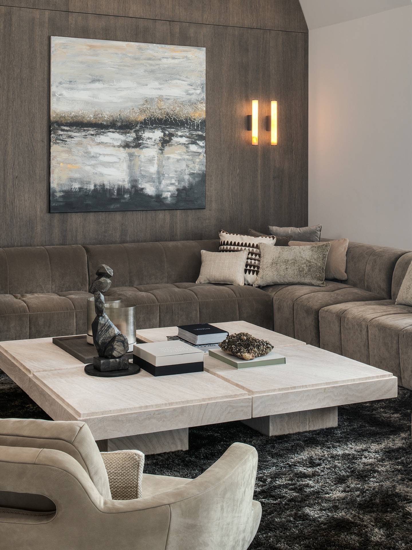 woonkamer met design verlichting