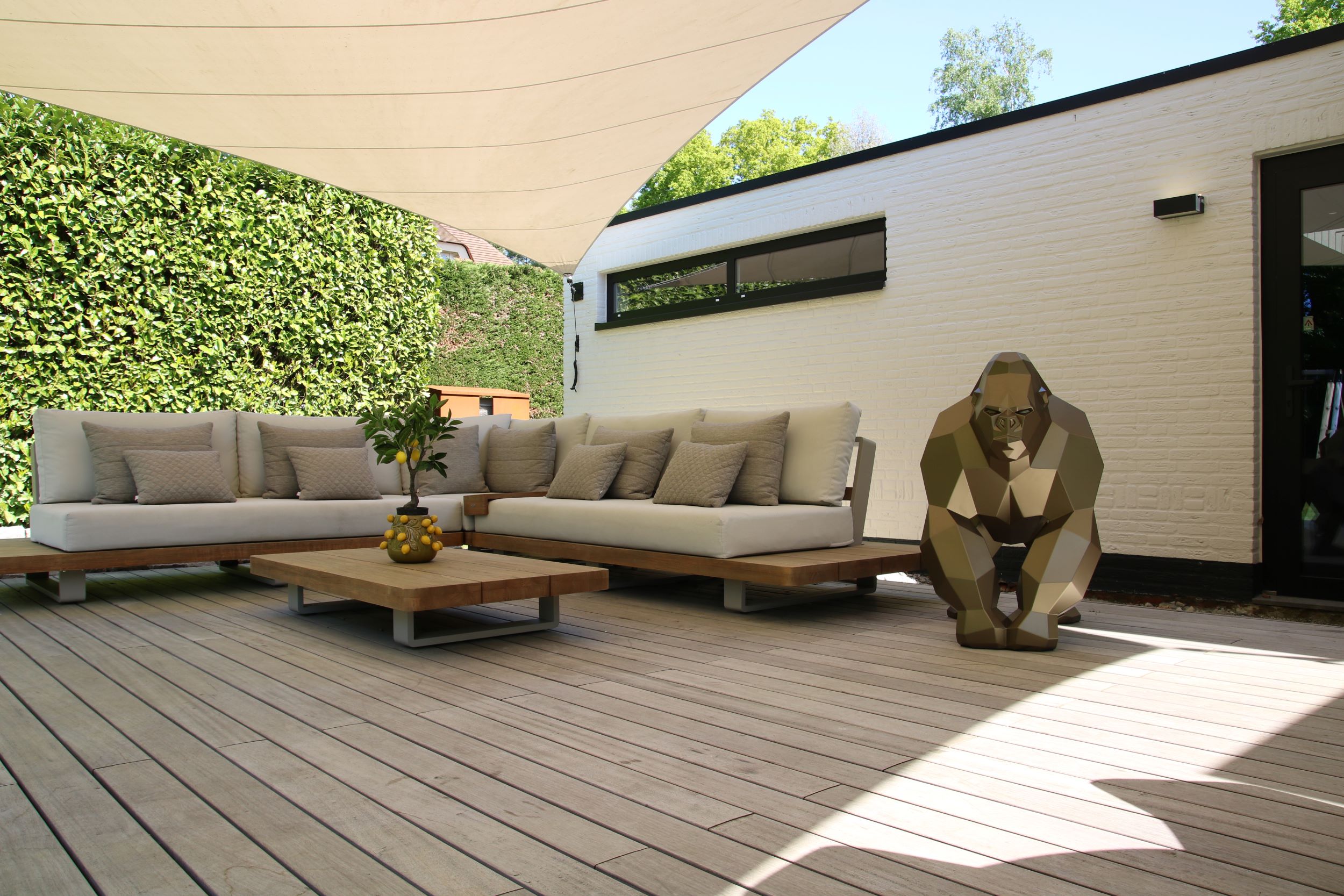 luxe stalen aap op terras