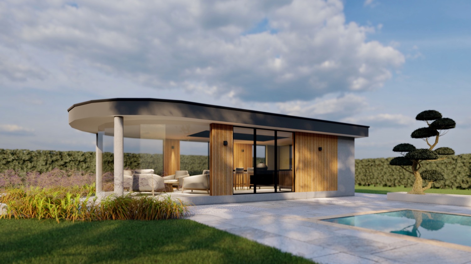 luxe tuinkamer met ronde vorm