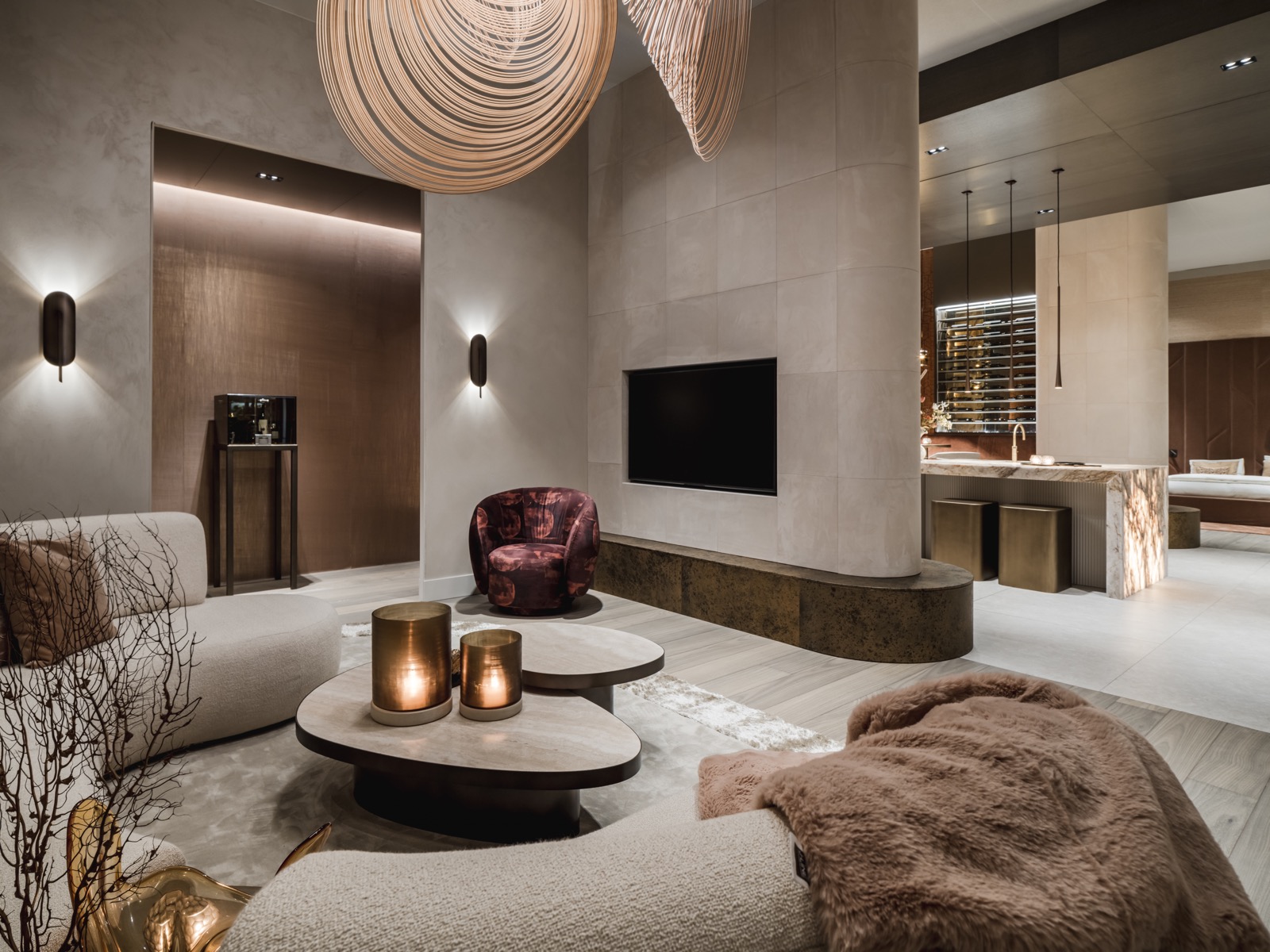 woonkamer met luxe verlichting