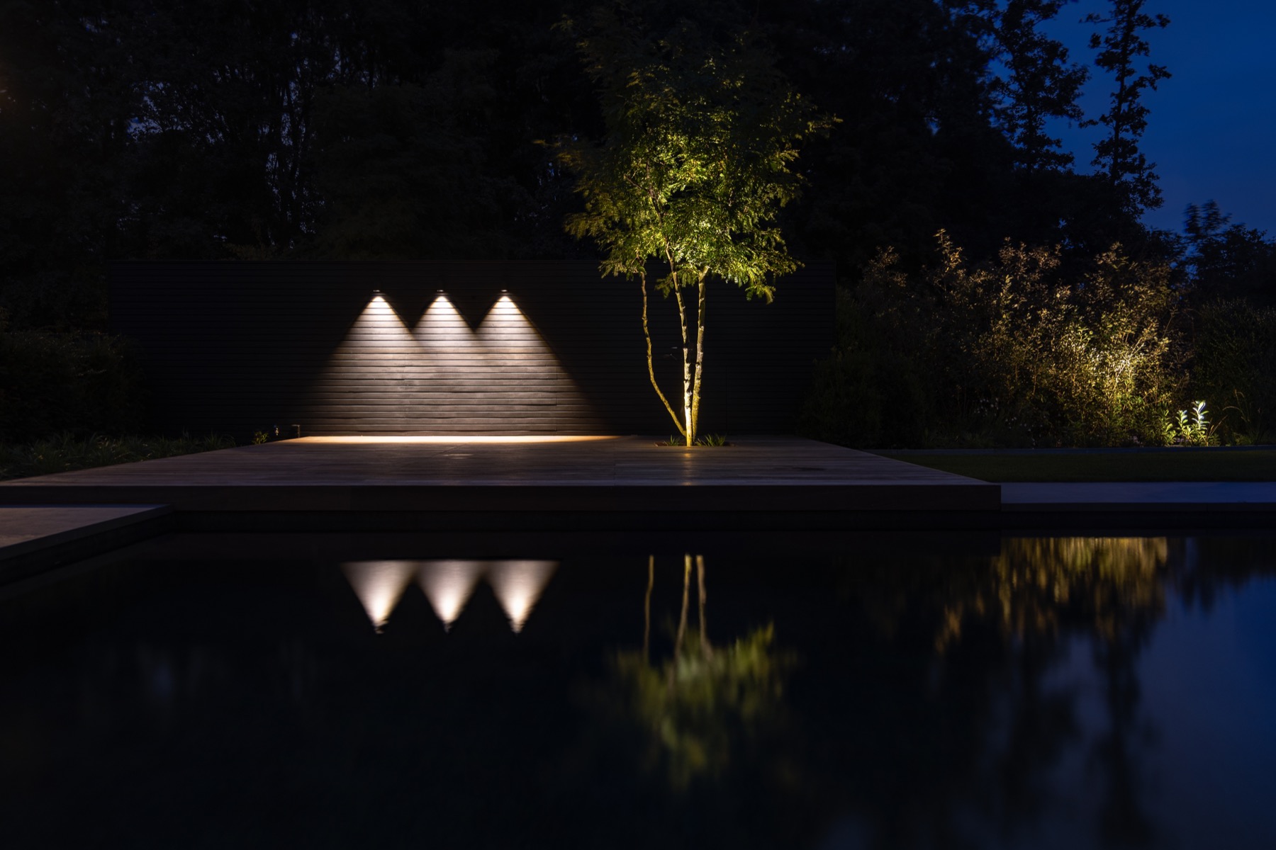 tuin met buitenverlichting