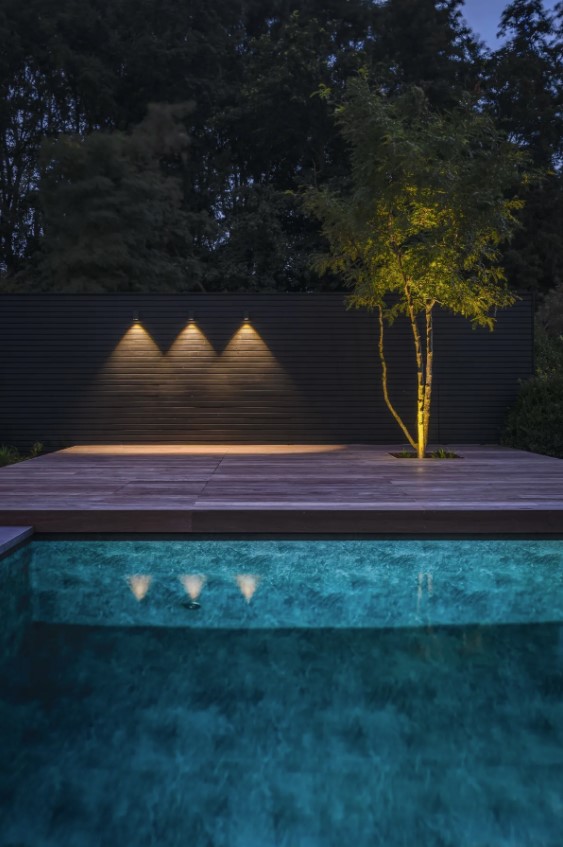 luxe tuin inrichting met zwembad