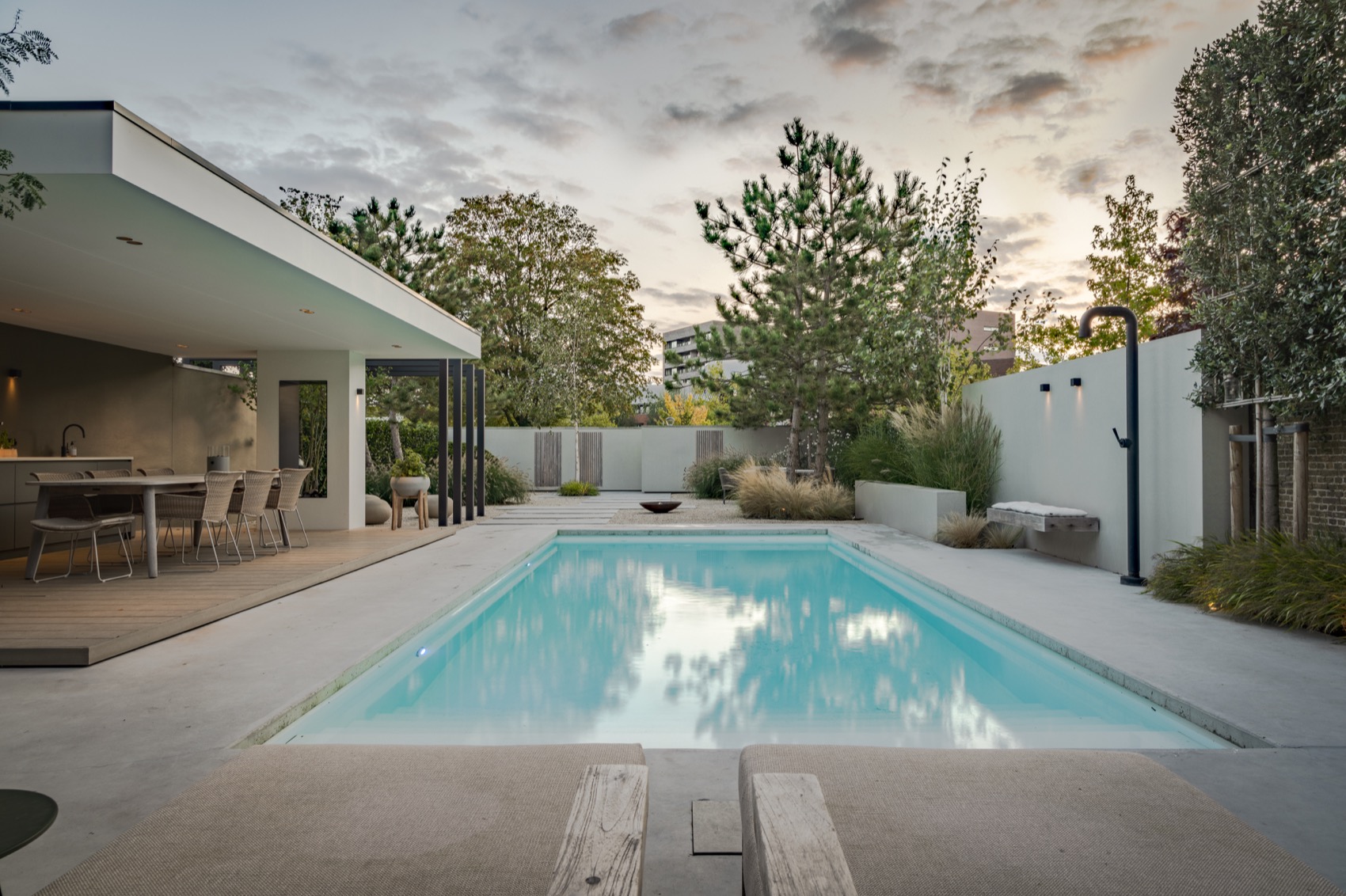 moderne tuin met zwembad