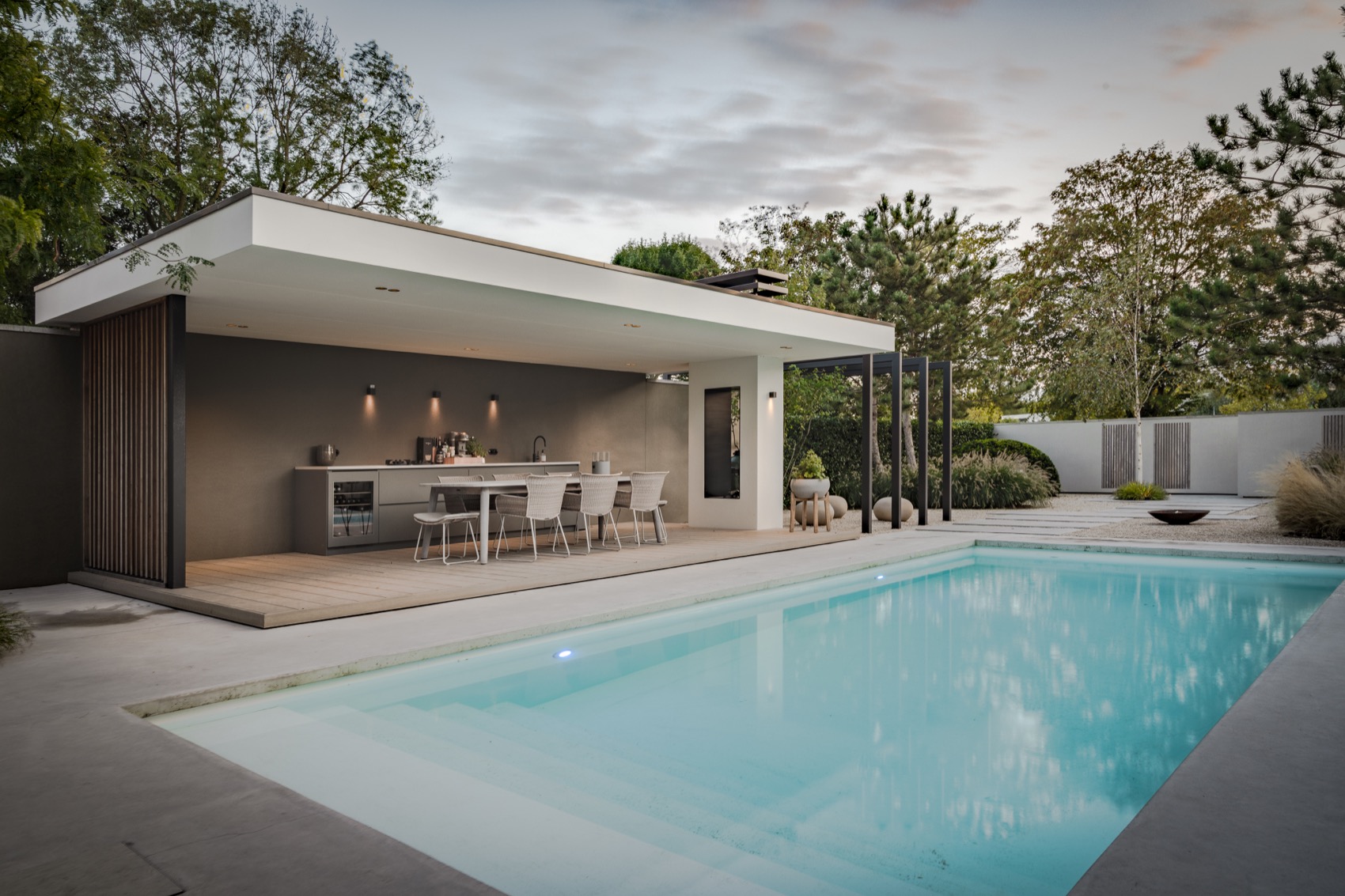 tuin met modern zwembad