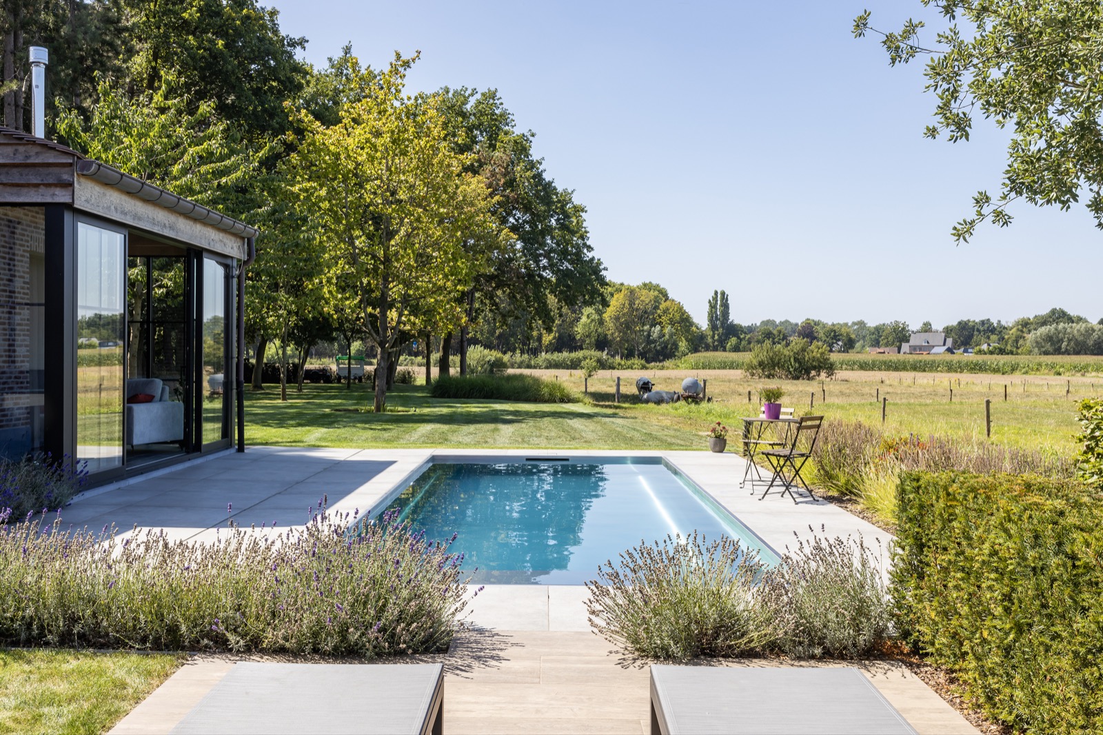 tuin met luxe zwembad