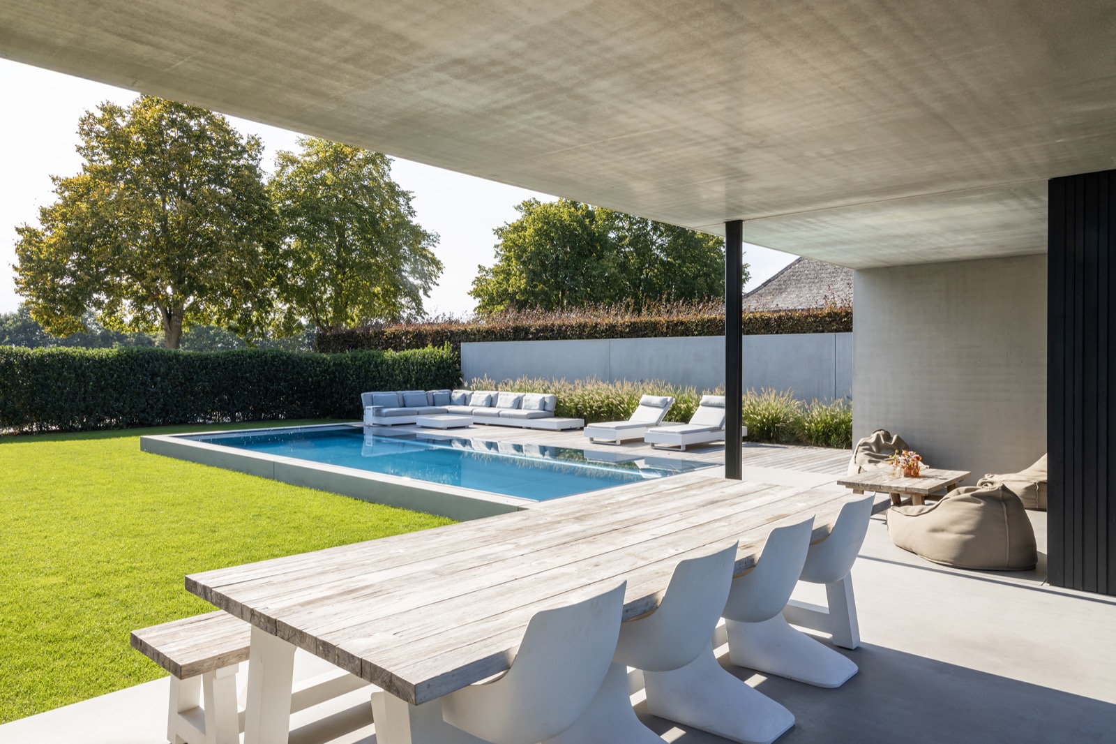 tuin met modern zwembad