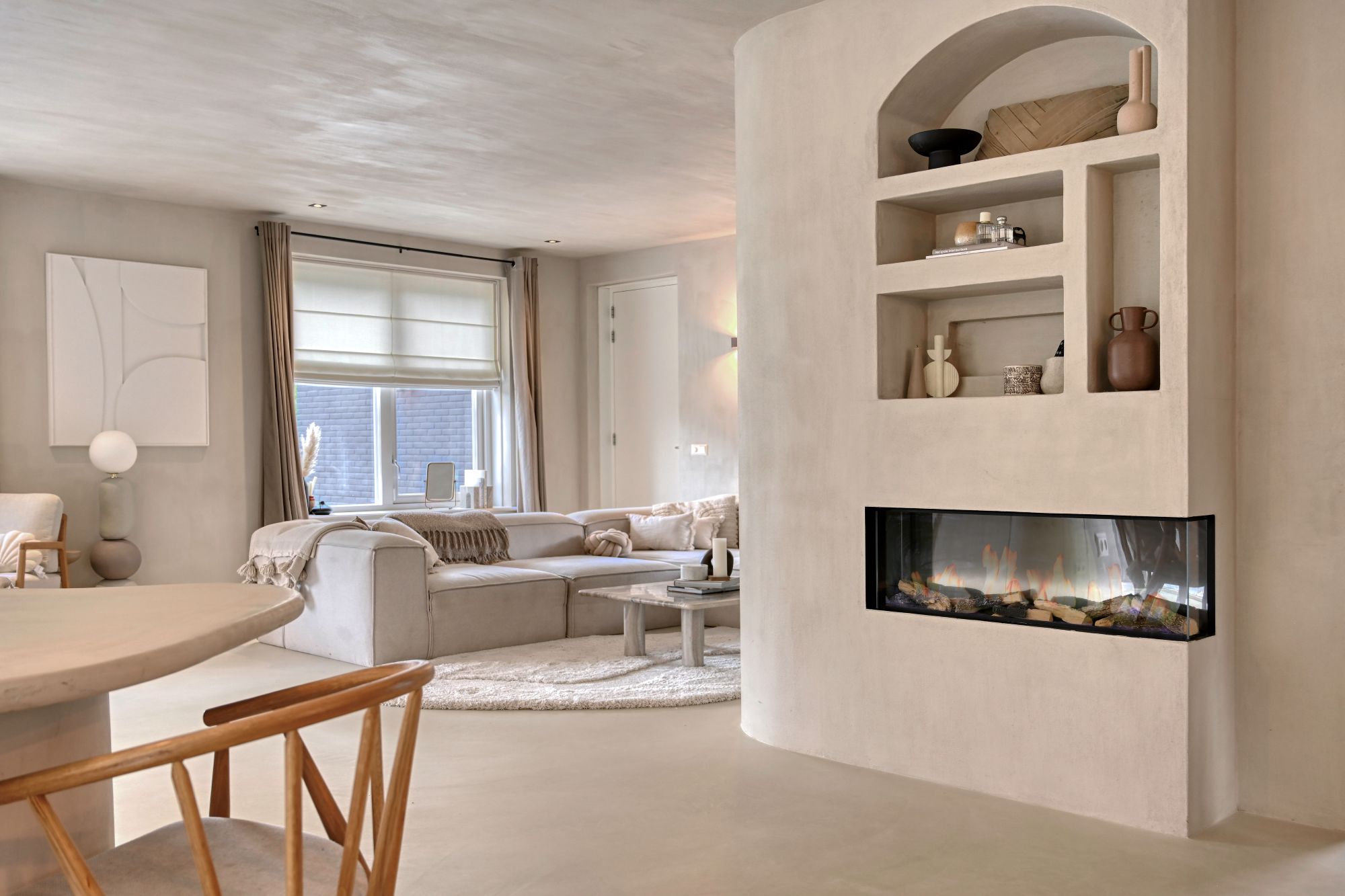 woonkamer met openhaard