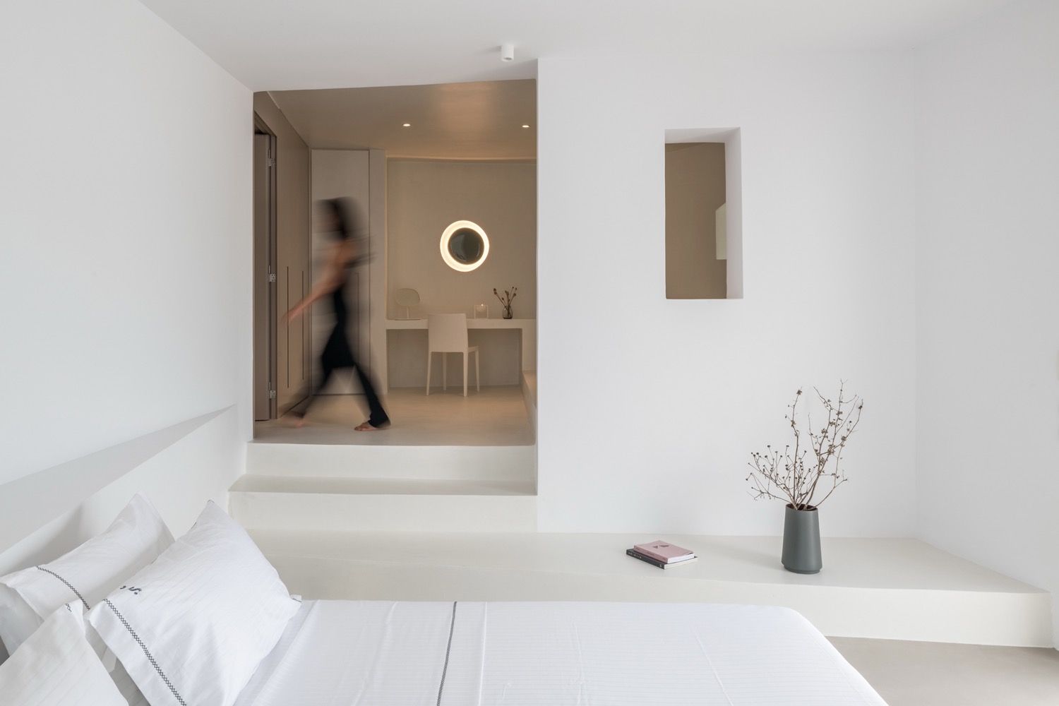 slaapkamer met design stuc wand