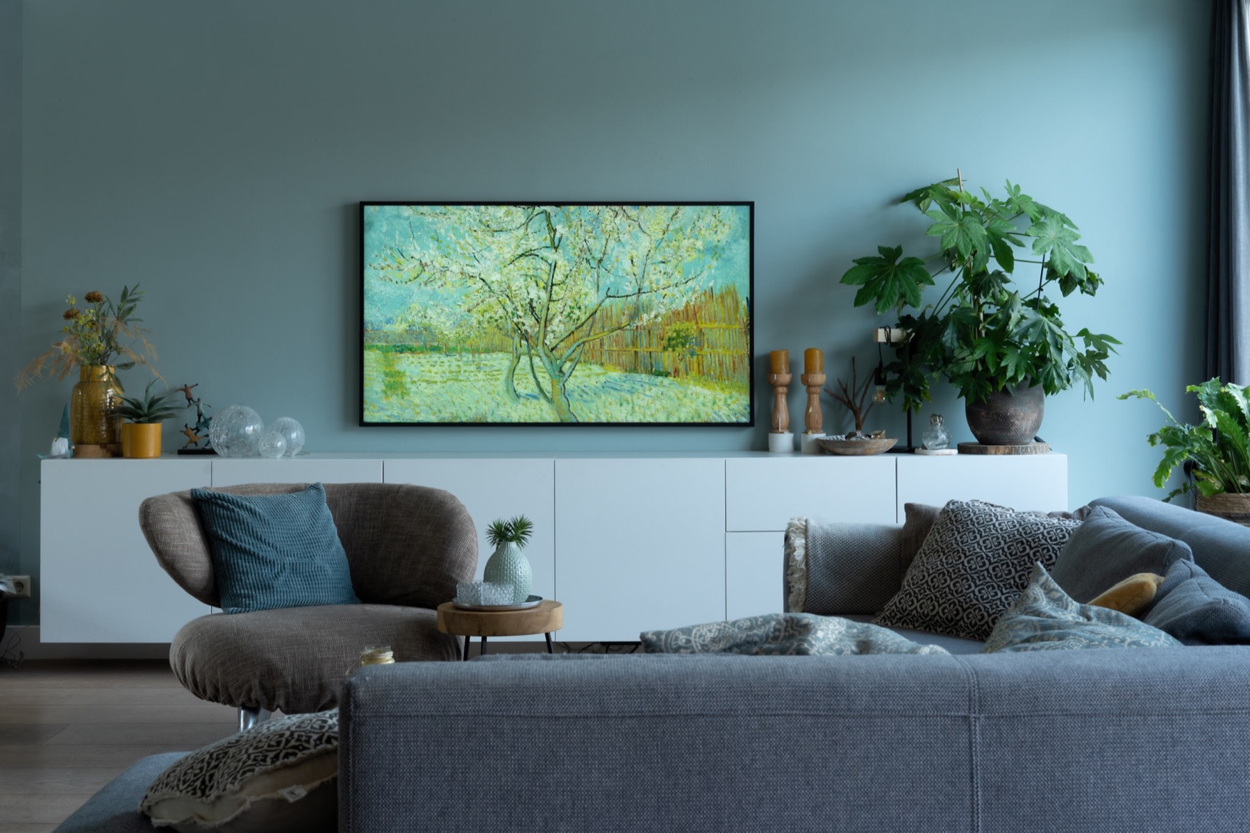 woonkamer met design wand