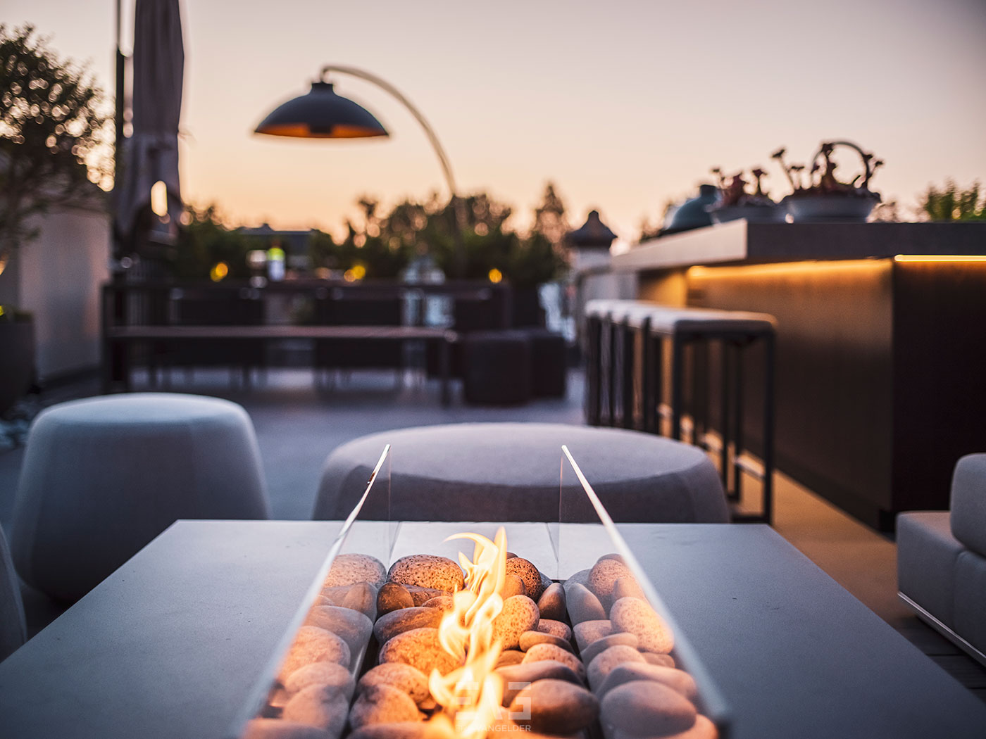 luxe haard op dakterras
