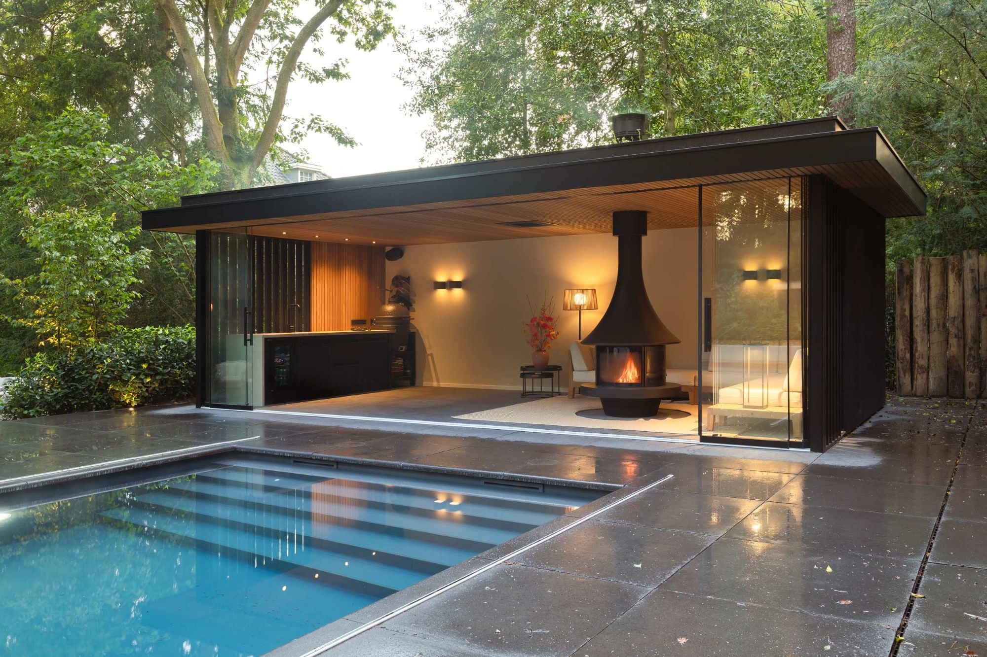 modern poolhouse
