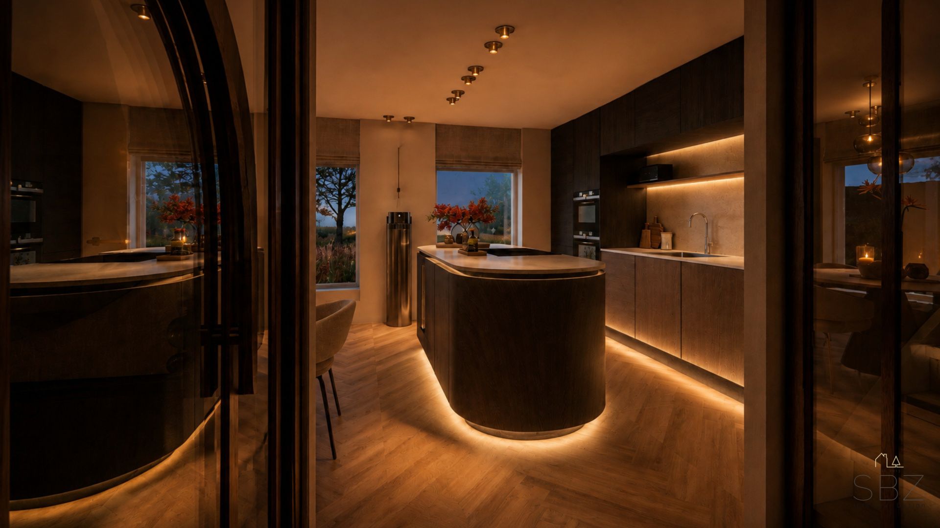 keuken met verlichting