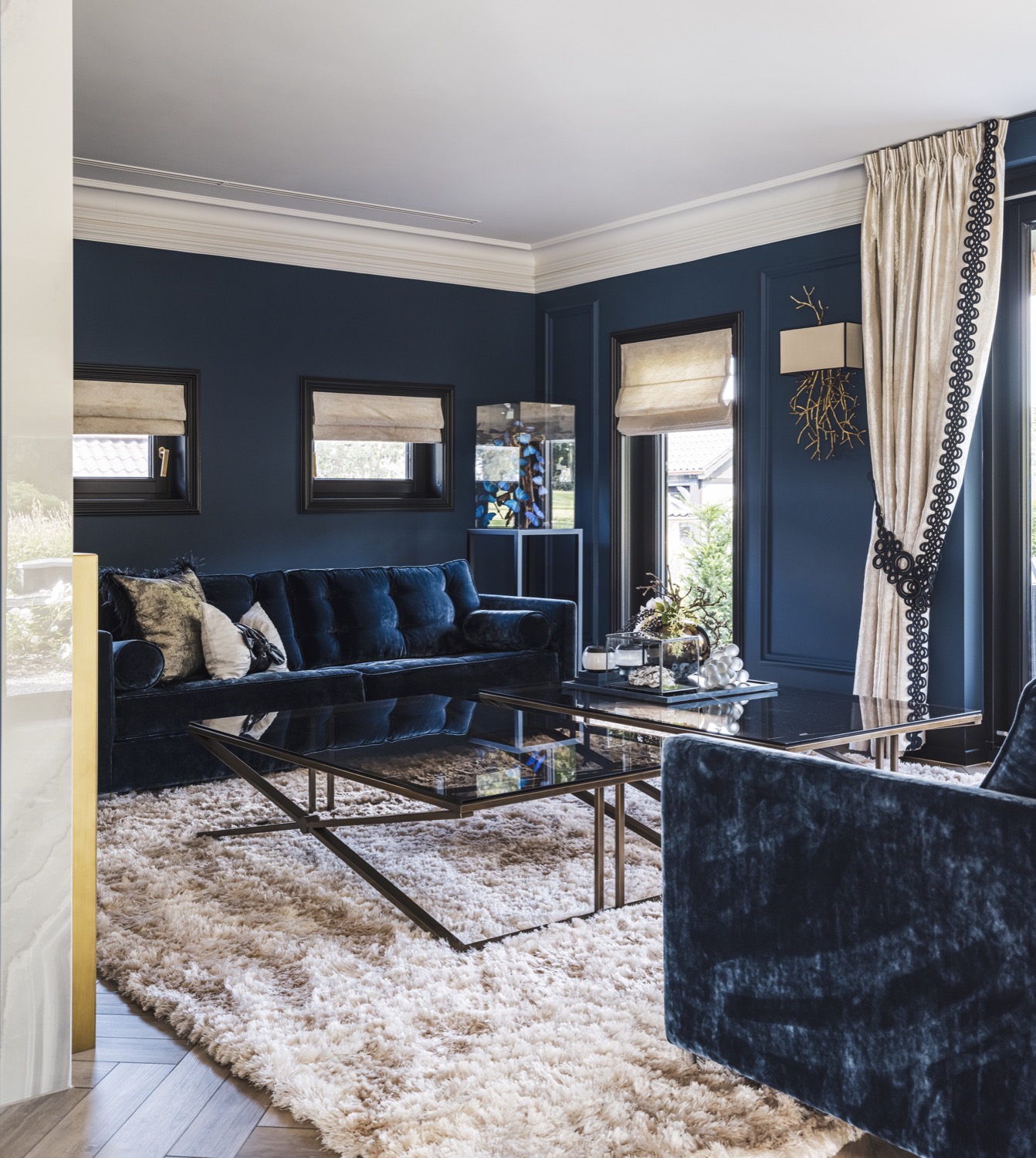 luxe blauwe bank
