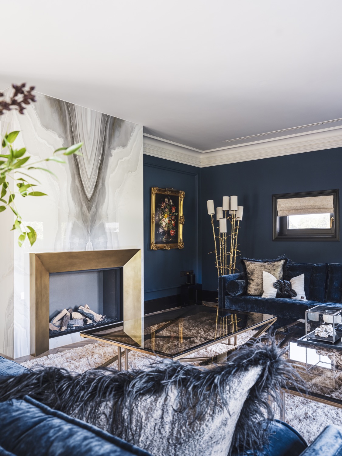 woonkamer met haard