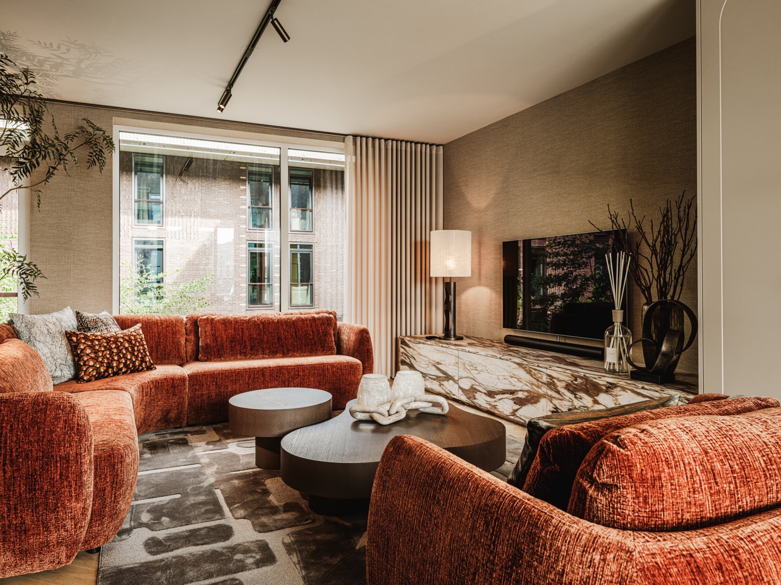 woonkamer met luxe meubels