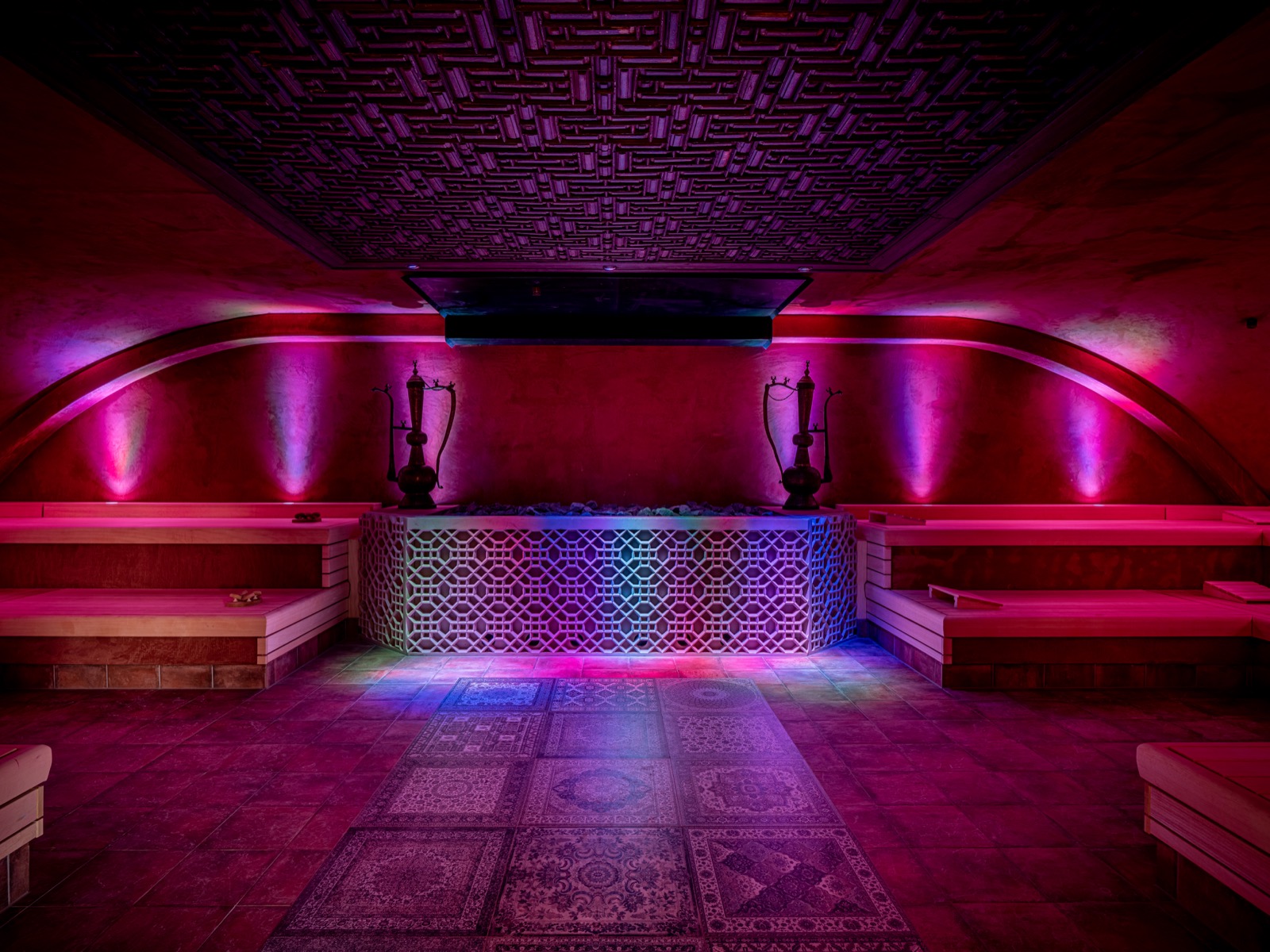 luxe sauna met verlichting